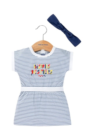 Vestido y cinta para el pelo Randol - Blanco y azul