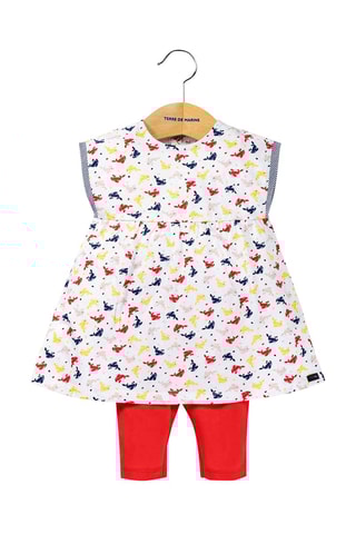 Vestido y leggings Roubla - Blanco y rojo