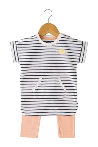 Vestido y leggings - Blanco y rosa