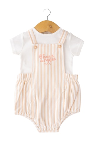 Pelele y camiseta - Salmón y blanco