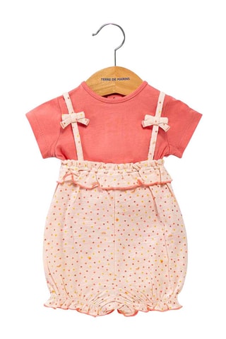 Camiseta y pelele - Rojo y beige