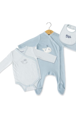 Conjunto de 3 piezas - Azul claro y blanco