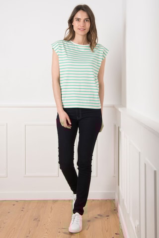 Camiseta - Blanco y turquesa