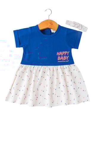 Vestido y cinta para el pelo - Azul rey y blanco