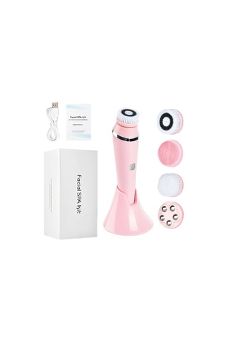 Brosse nettoyante pour le visage 4 embouts - Rose