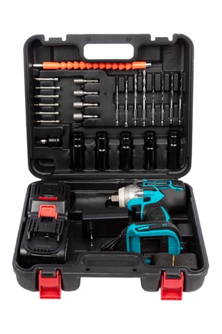 Draadloze Slagmoersleutel - 12 V - 25 accessoires - Opbergkoffer