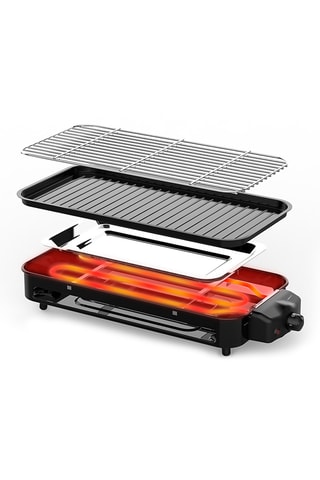 Barbecue électrique 2-en-1 en acier inoxydable - 1500 W - 50,5 x 22,5 x 7,5 cm