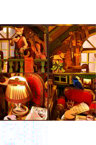 Maquette 3D Bureau pour chats LED en bois - Dès 14 ans