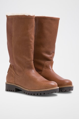 Bottes fourrées en cuir - Camel