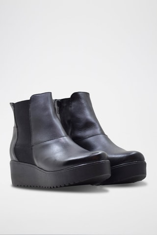 Bottines plateformes en cuir - Noir