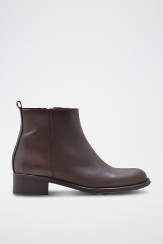 Bottines en croûte de cuir - Marron