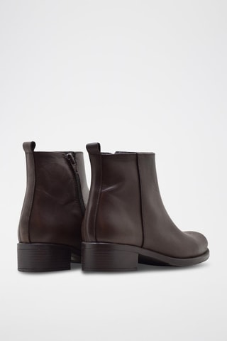 Bottines en croûte de cuir - Marron