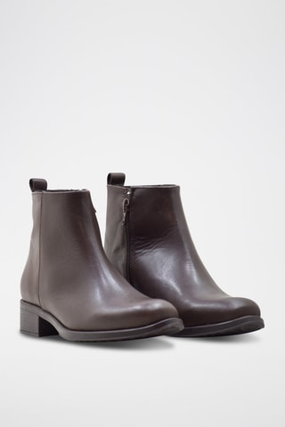 Bottines en croûte de cuir - Marron