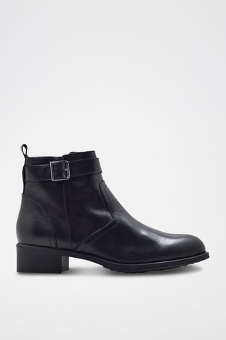 Bottines en croûte de cuir - Noir