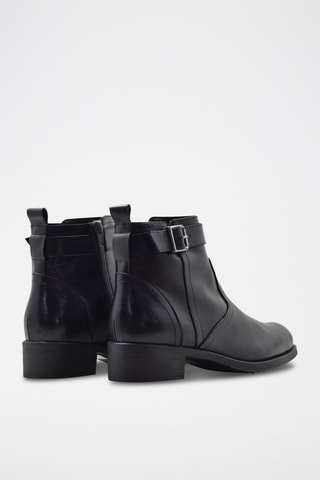 Bottines en croûte de cuir - Noir