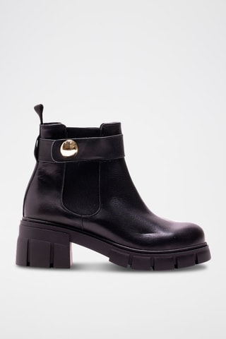 Bottines à talons en cuir - Noir