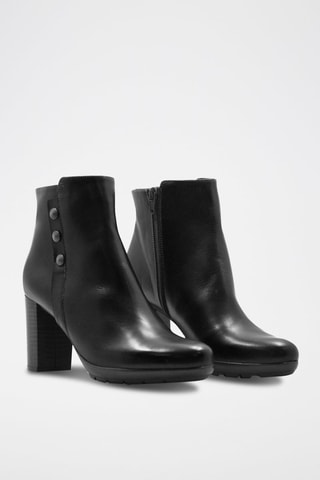 Bottines en croûte de cuir - Noir