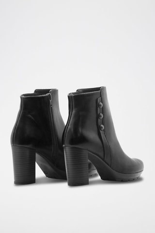 Bottines en croûte de cuir - Noir