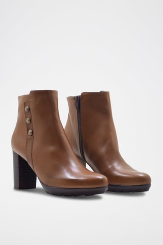 Bottines en croûte de cuir - Camel