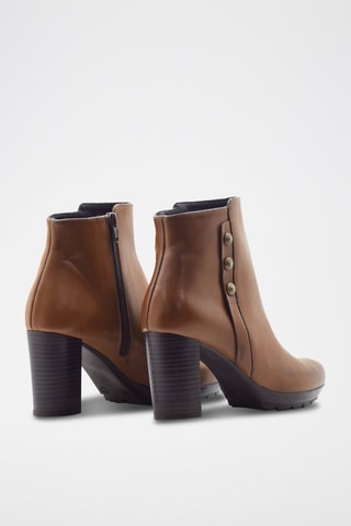 Bottines en croûte de cuir - Camel