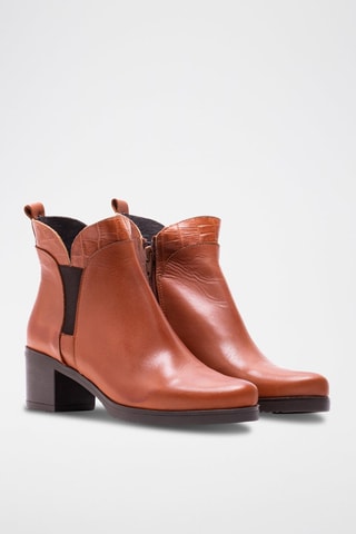 Bottines en cuir Camel