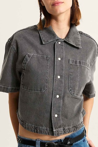 Chemisier en jean - Gris foncé