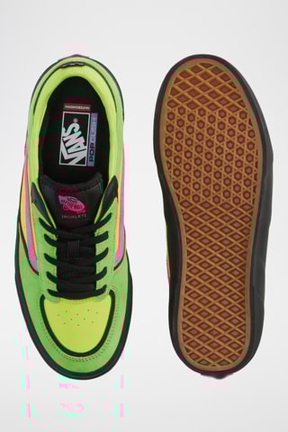 Baskets en nubuck Skate Rowley - Rose et vert fluo