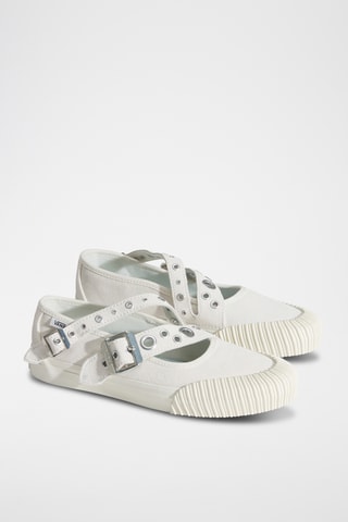 Baskets en nubuck Mary Jane Straps - Blanc
