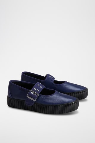 Babies plateformes en cuir - Bleu marine