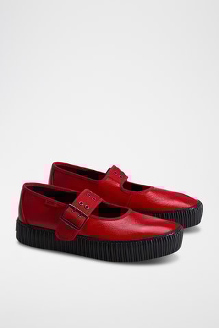 Babies plateformes en cuir - Rouge