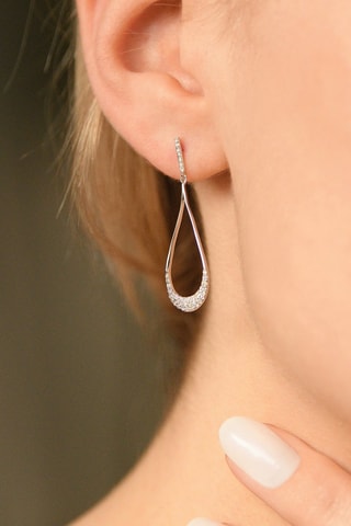 Brincos Gouttes d'amour précieuses - Ouro branco e diamantes