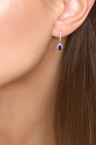 Brincos Badia - Ouro branco, safira e diamantes