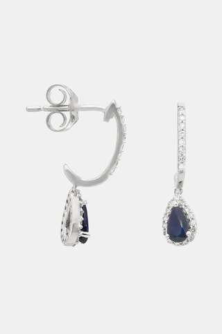 Brincos Badia - Ouro branco, safira e diamantes