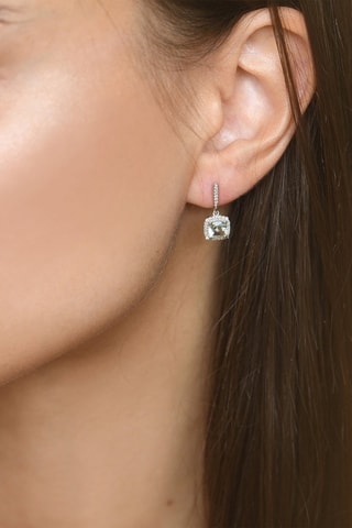 Brincos Rio Grande - Ouro branco, diamantes e aventurinas