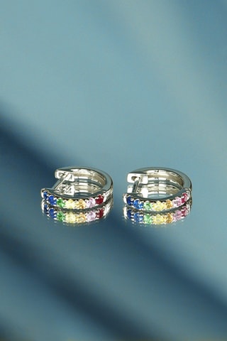 Argolas Colorful Love - Ouro branco e safiras