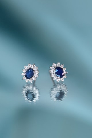 Brincos Etoile - Ouro branco, diamantes e safiras