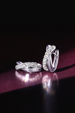 Argolas Demi croisés - Ouro branco e diamantes