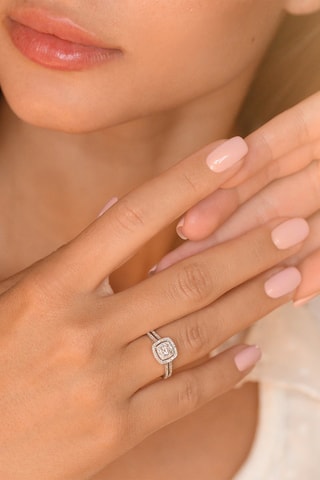 Anel solitário Carré Scintillant - Ouro branco e diamantes