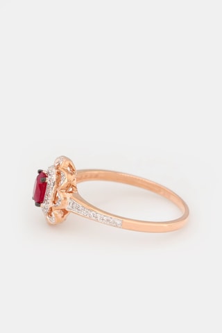 Anel Hasna Ouro rosa, diamantes e rubis