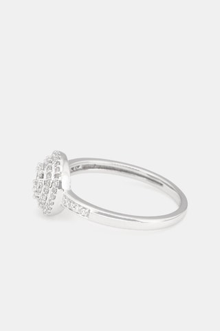 Anel Trèfle des Diamants Ouro branco e diamantes