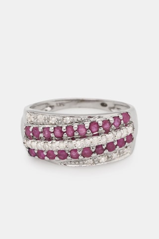 Anel Chemin des Rubis - Ouro branco, diamantes e rubis