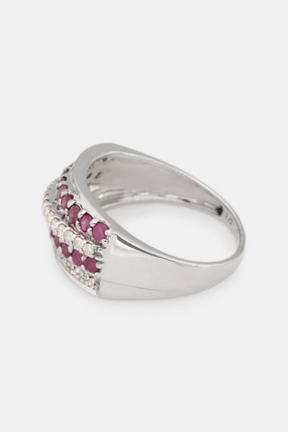 Anel Chemin des Rubis - Ouro branco, diamantes e rubis