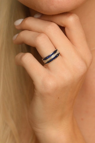 Anel Princesses Saphir - Ouro branco, diamantes e safiras