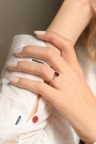 Anel Purple magic - Ouro amarelo e ametista