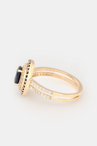 Anel Firenzi Nouvelle - Ouro amarelo, diamantes e safiras