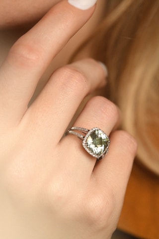 Anel Divine Améthyste Verte - Ouro branco, diamantes e ametista