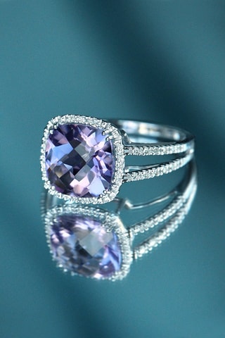 Anel Divine Améthyste 10 - Ouro branco, diamantes e ametista