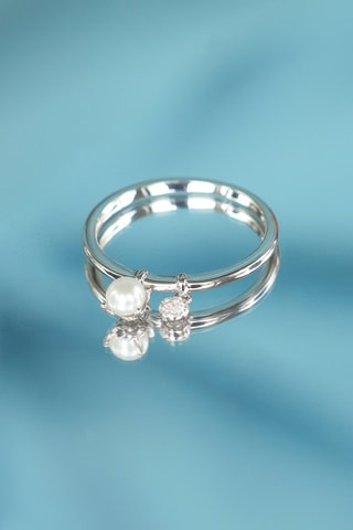 Anel Dazzling Pearl - Ouro branco e diamantes