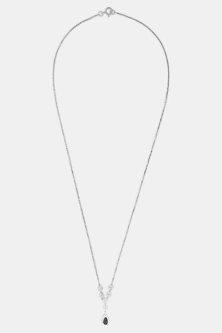 Colar - Ouro branco, diamantes e safira