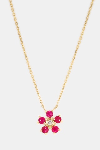 Colar - Ouro amarelo, diamante e rodonites